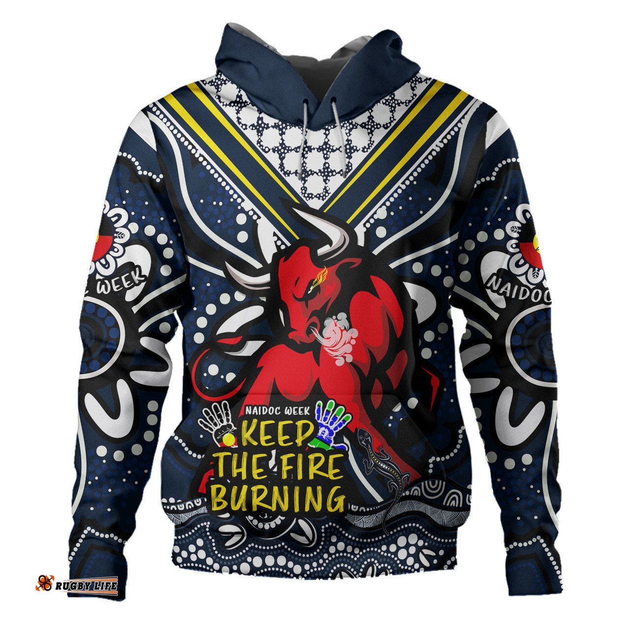 north queensland cowboys hoodie aboriginal inspired naidoc week custom for die hard fan supporters