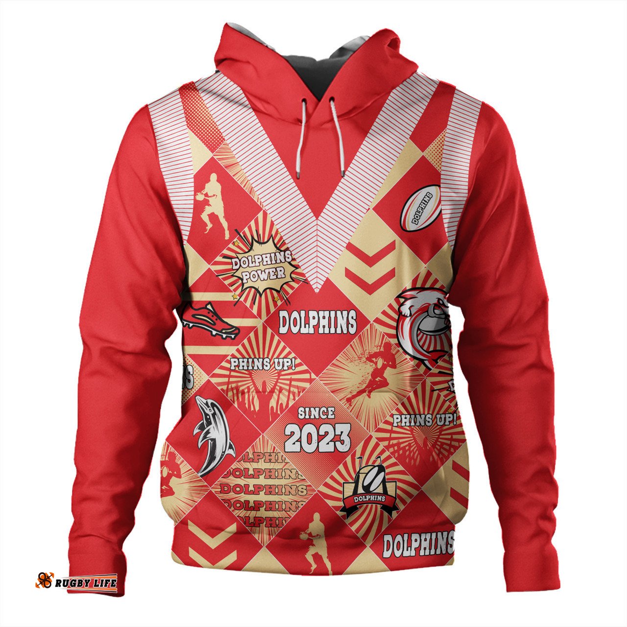 redcliffe dolphins hoodie - argyle patterns style tough fan rugby for life