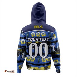 parramatta eels sport hoodie - tropical hibiscus and coconut trees