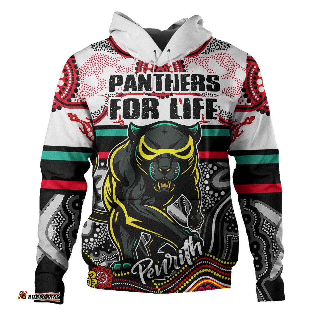 penrith panthers custom hoodie - penrith panthers for life with aboriginal style hoodie