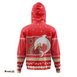 redcliffe dolphins christmas custom hoodie - ugly xmas and aboriginal patterns for die hard fan hoodie