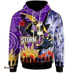 melbourne storm hoodie - custom anzac remembrance melbourne storm aboriginal inspired patterns hoodie