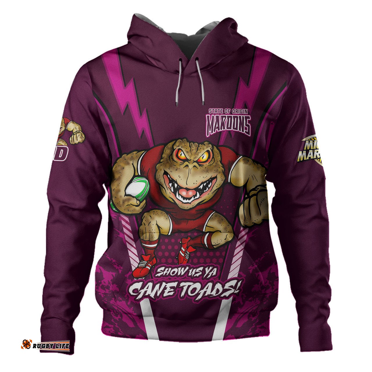 queensland maroons hoodie custom state of origin 2024 show us ya cane toads!