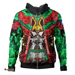 south sydney rabbitohs watercolour custom hoodie - remembrance souths with aboriginal inspired poppy flower
