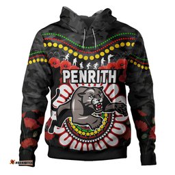 penrith panthers anzac custom hoodie - poppies penrith panthers and aboriginal inspired hoodie
