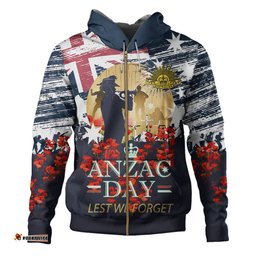 australia anzac day blue hoodie - remembrance poppy lest we forget