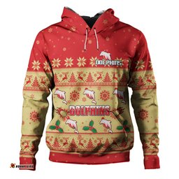 redcliffe dolphins christmas custom hoodie - special ugly christmas hoodie