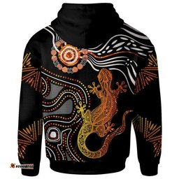 australia aboriginal inspired hoodie lizard sunshine