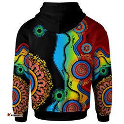 australia aboriginal inspired hoodie - circle dot painting flowers patterns blue dream