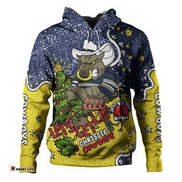 north queensland cowboys christmas custom hoodie - let's get lit chrisse pressie hoodie