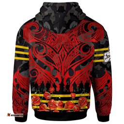 waikato chiefs rugby hoodie - anzac day waikato chiefs maori pattern with poppy flowers hoodie