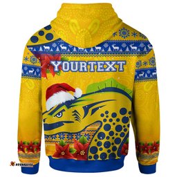 parramatta eels christmas hoodie - custom parramatta eels aboriginal inspired and poinsettia xmas hoodie