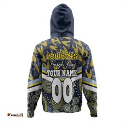 north queensland cowboys hoodie - tropical patterns and dot painting eat sleep rugby repeat