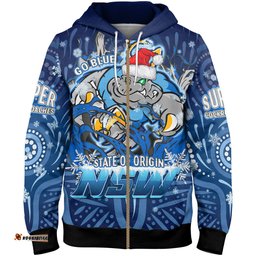 cockroaches  christmas hoodie - custom nsw blues cockroaches mascot with aboriginal inspired christmas hoodie