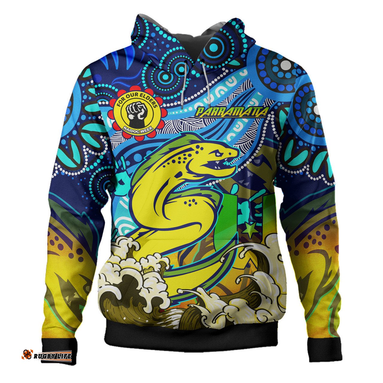parramatta eels naidoc week custom hoodie - aboriginal inspired patterns hoodie