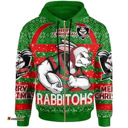 south sydney rabbitohs hoodie - south sydney rabbitohs merry christmas with snowflake pattern hoodie
