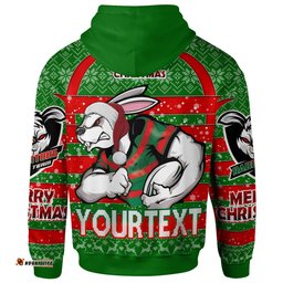 south sydney rabbitohs hoodie - south sydney rabbitohs merry christmas with snowflake pattern hoodie