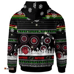 penrith panthers christmas hoodie - custom penrith panthers ugly christmas and aboriginal inspired patterns hoodie