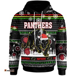 penrith panthers christmas hoodie - custom penrith panthers ugly christmas and aboriginal inspired patterns hoodie