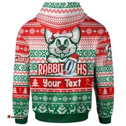 south sydney rabbitohs hoodie - custom rabbitohs glory, glory! knitted christmas hoodie
