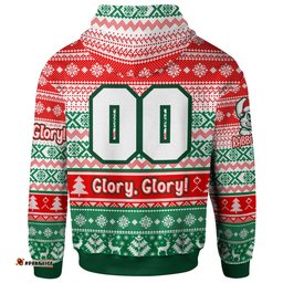south sydney rabbitohs hoodie - custom rabbitohs glory, glory! knitted christmas hoodie