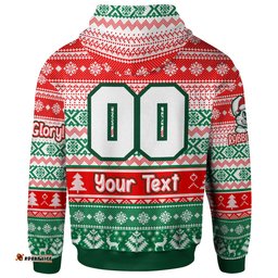 south sydney rabbitohs hoodie - custom rabbitohs glory, glory! knitted christmas hoodie