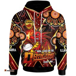st. george illawarra dragons hoodie - custom dragon mascot illawarra with aboriginal inspired art player and number hoodie