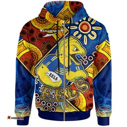 parramatta eels hoodie - custom parramatta eels ball with aboriginal inspired art personalised player and number hoodie