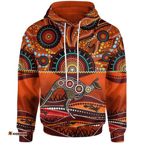 australia aboriginal inspired hoodie kangaroo with dot painting