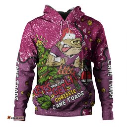 queensland cane toads christmas custom hoodie - let's get lit chrisse pressie hoodie