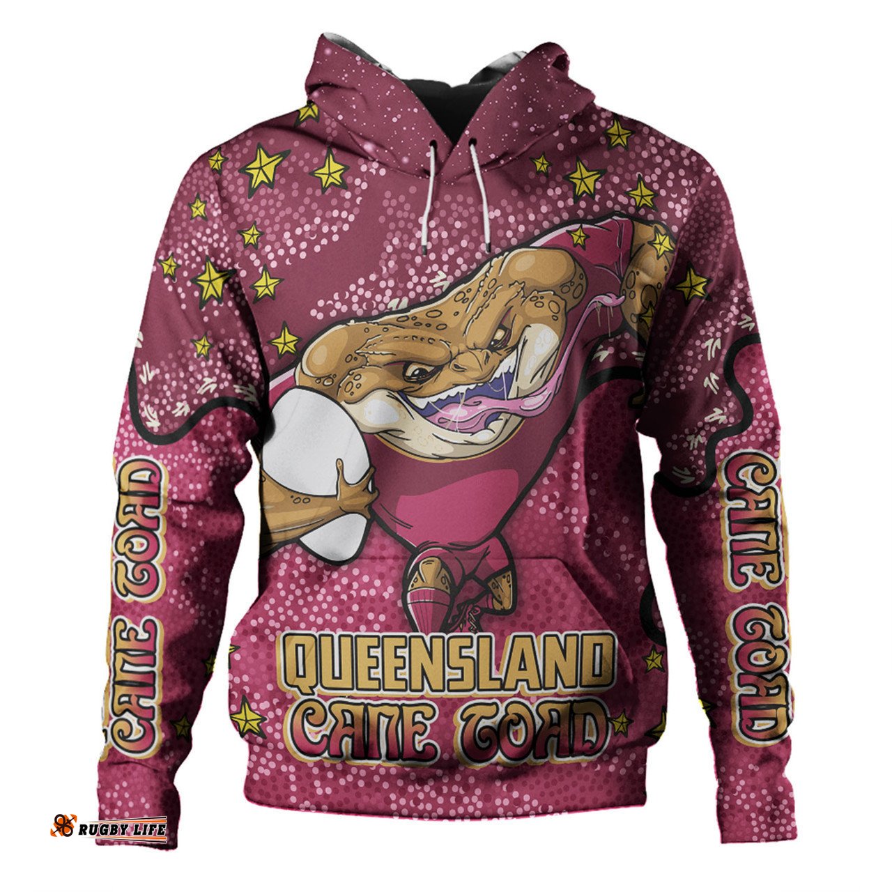 queensland cane toads custom hoodie - team with dot and star patterns for tough fan hoodie
