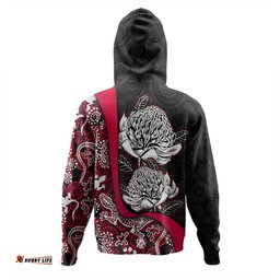 australia  warratah goanna aboriginal hoodie - waratah flowers with red lizards, stones, sand dot art painting inspired hoodie