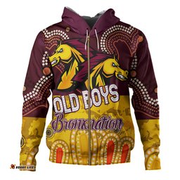 brisbane broncos custom hoodie - old boys bronxnation with aboriginal style hoodie