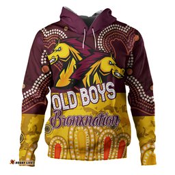 brisbane broncos custom hoodie - old boys bronxnation with aboriginal style hoodie