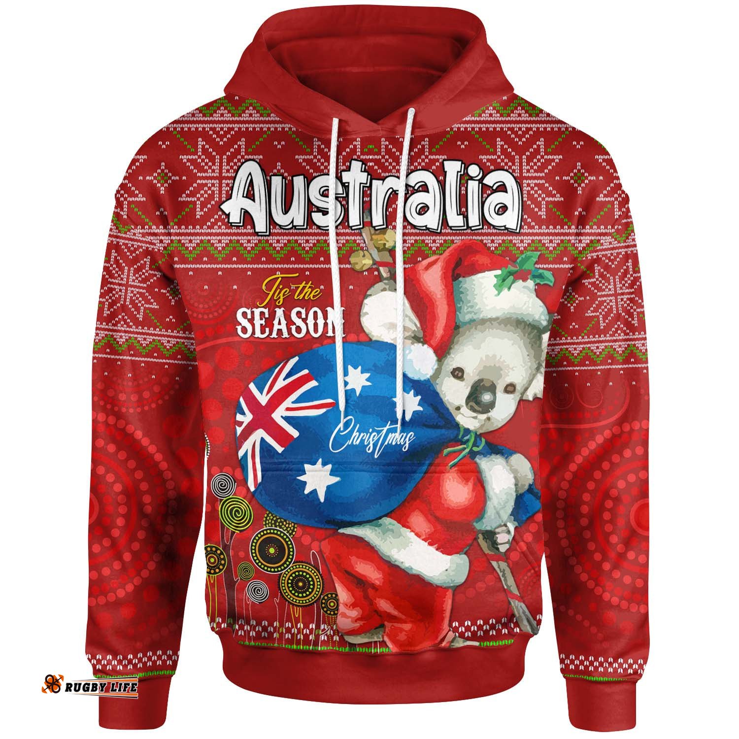 aboriginal christmas hoodie custom australia koala ugly christmas with aboriginal inspired red hoodie