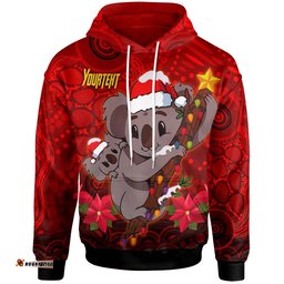 aboriginal christmas hoodie custom aussie koala christmas poinsettia with aboriginal inspired hoodie