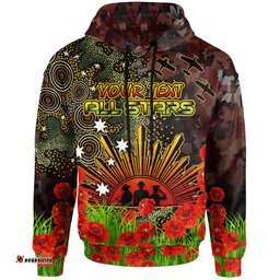 all stars rugby hoodie custom anzac all stars with remembrance poppy and indigenous patterns hoodie