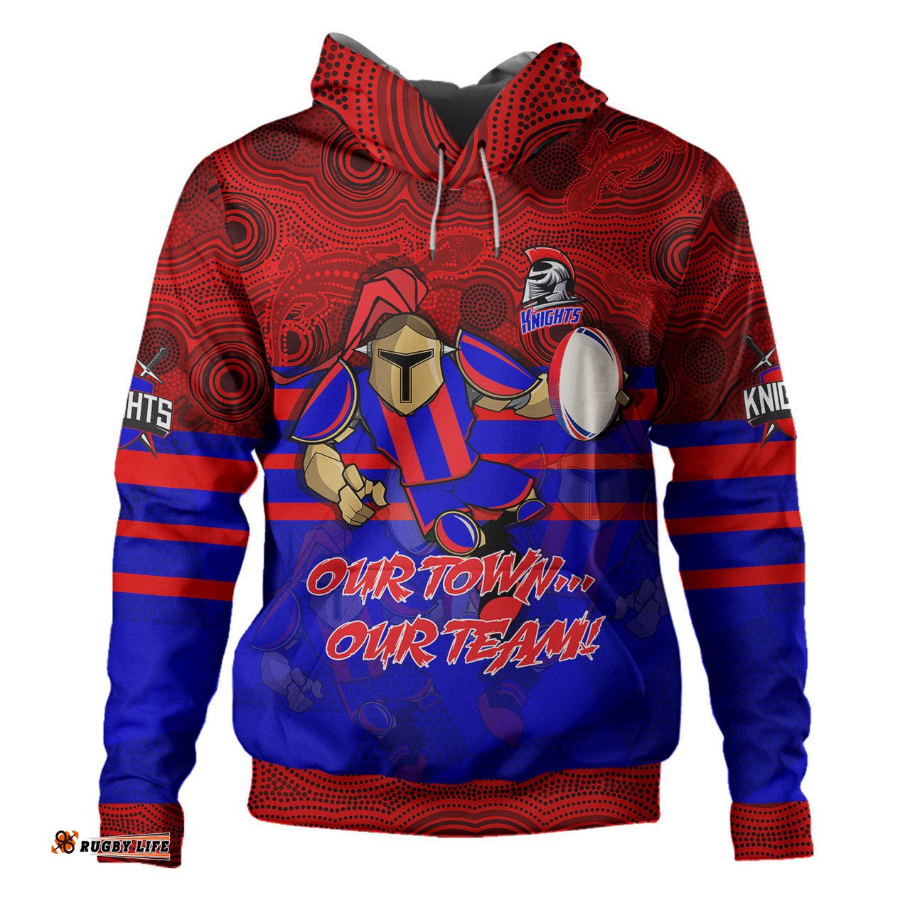 newcastle knights custom indigenous hoodie - stand up newcastle knights our town our team hoodie