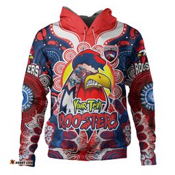 sydney roosters custom indigenous hoodie - sydney roosters team the chookpen protection under sun hoodie