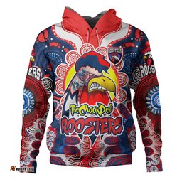 sydney roosters custom indigenous hoodie - sydney roosters team the chookpen protection under sun hoodie