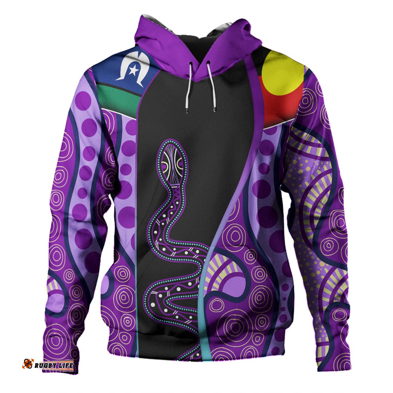 australia aboriginal custom hoodie - purple indigenous rainbow serpent inspired hoodie