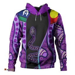 australia aboriginal custom hoodie - purple indigenous rainbow serpent inspired hoodie