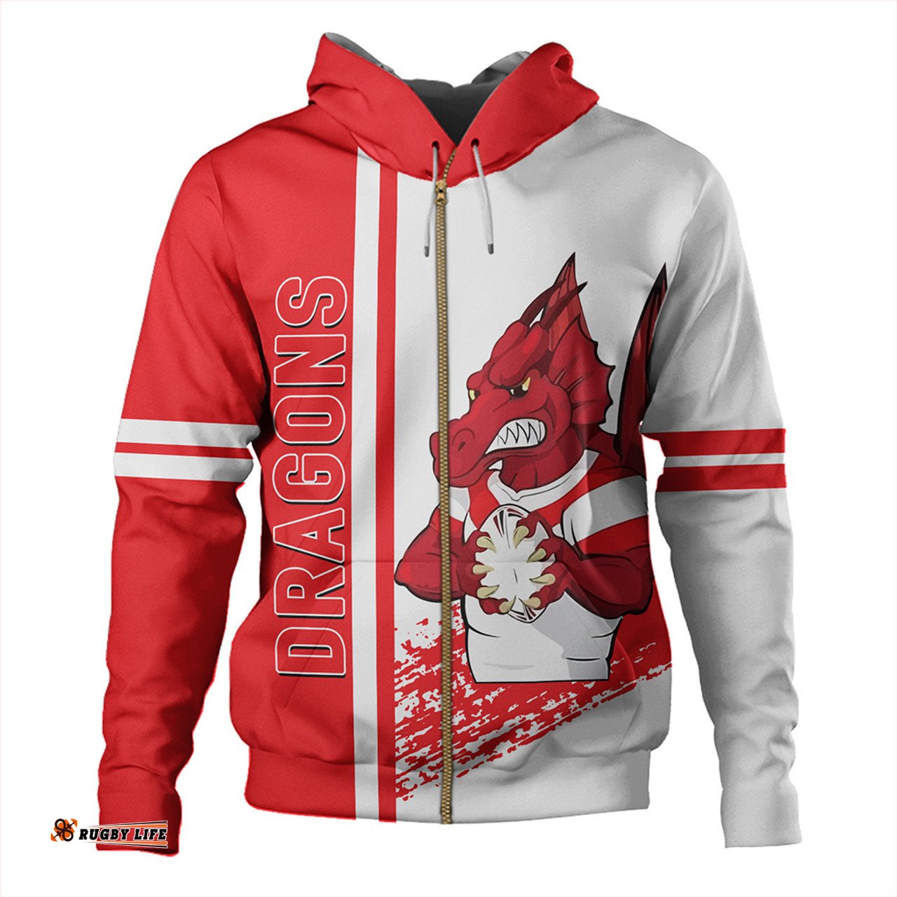 st. george illawarra dragons hoodie - st. george illawarra dragons mascot quater style