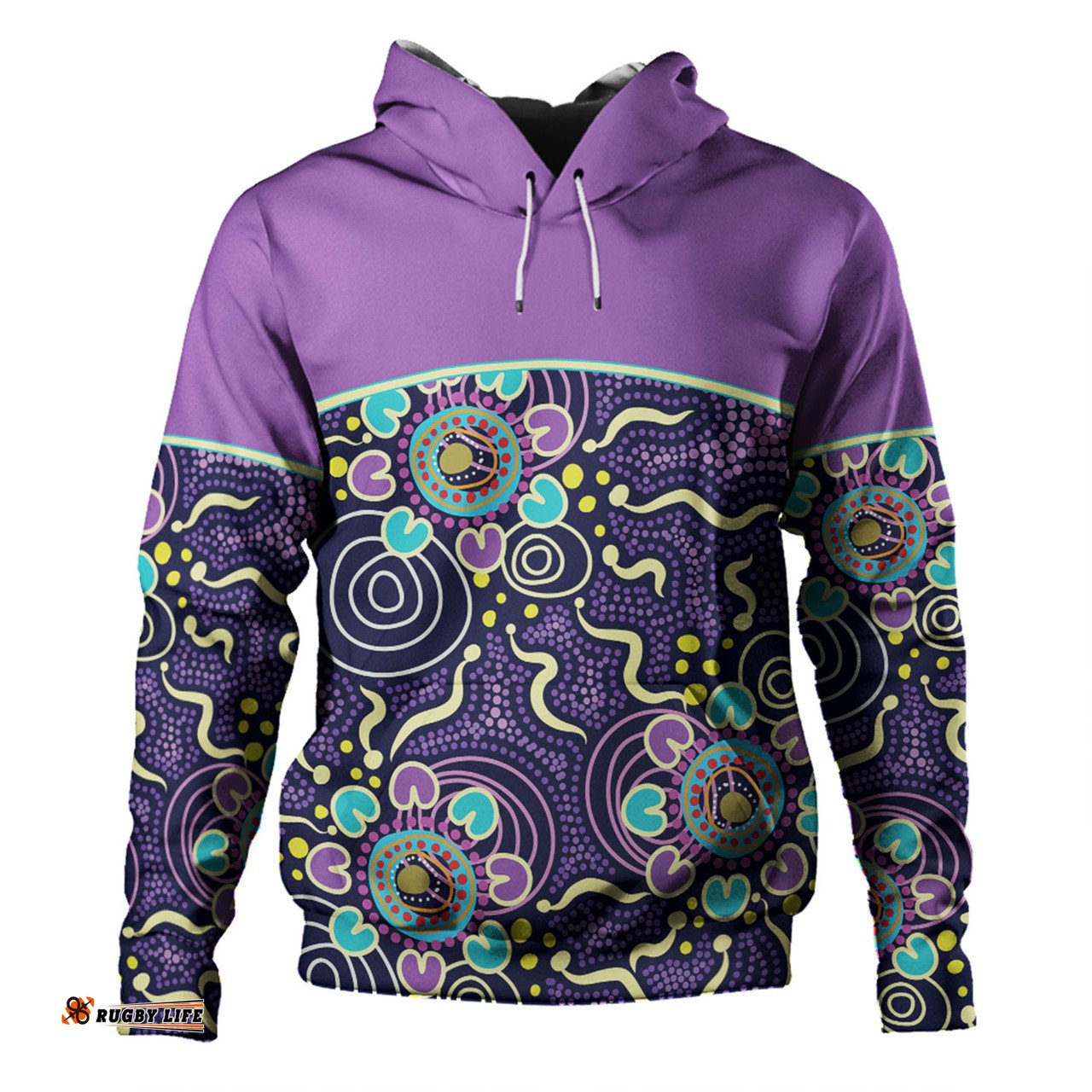 australia aboriginal custom hoodie - purple painting with aboriginal inspired dot hoodie