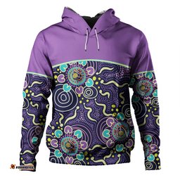 australia aboriginal custom hoodie - purple painting with aboriginal inspired dot hoodie