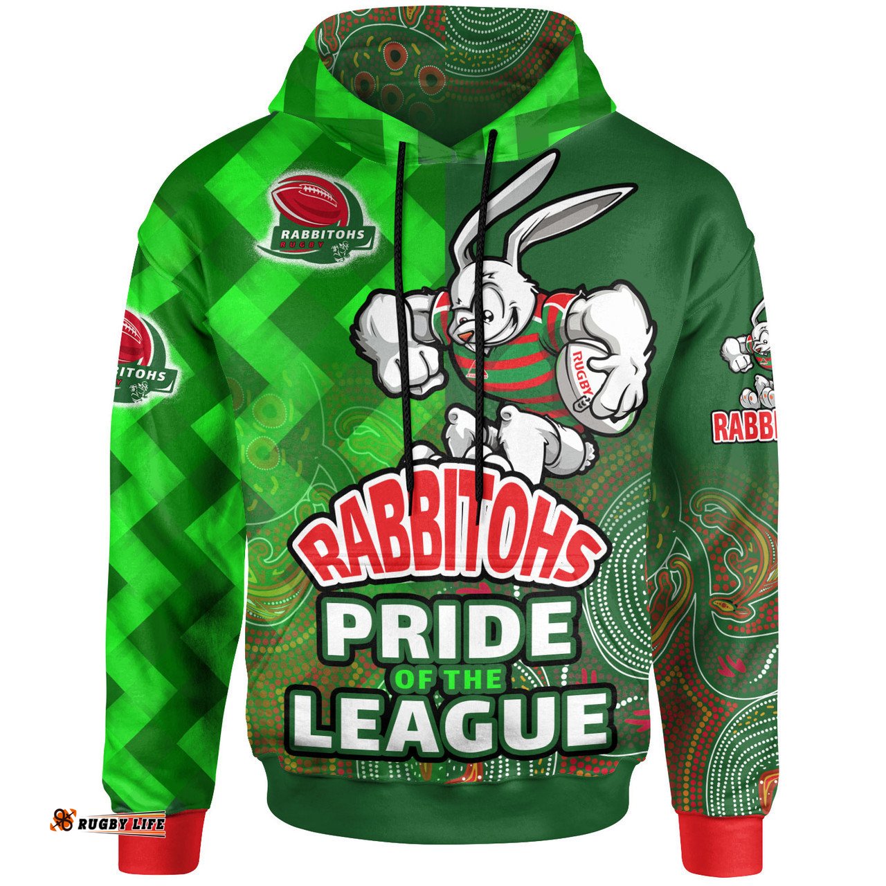 south sydney rabbitohs hoodie - south sydney rabbitohs pride of aboriginal inspired patterns hoodie