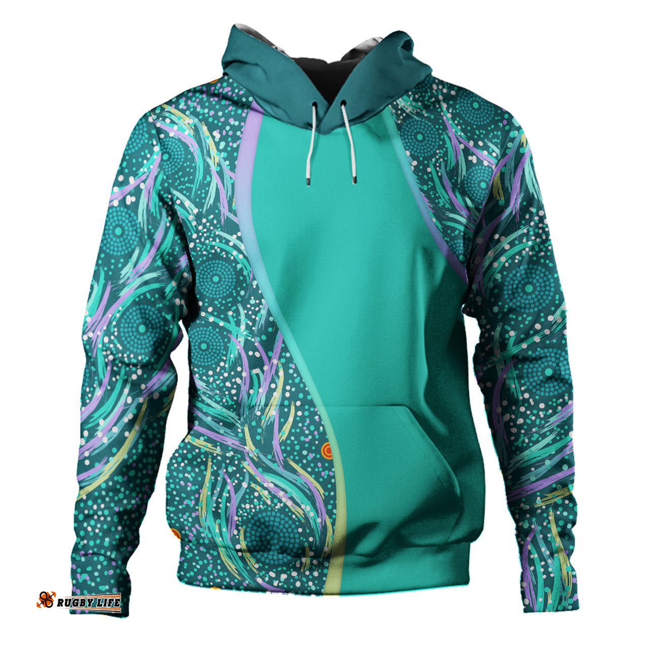 australia aboriginal custom hoodie - turquoise dot dreamtime hoodie