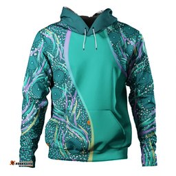 australia aboriginal custom hoodie - turquoise dot dreamtime hoodie