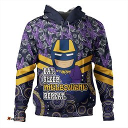 melbourne storm hoodie - tropical patterns and dot painting eat sleep rugby repeat