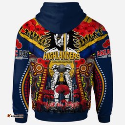 otago highlanders anzac watercolour hoodie - remembrance highlanders with new zealand flag and poppy flower